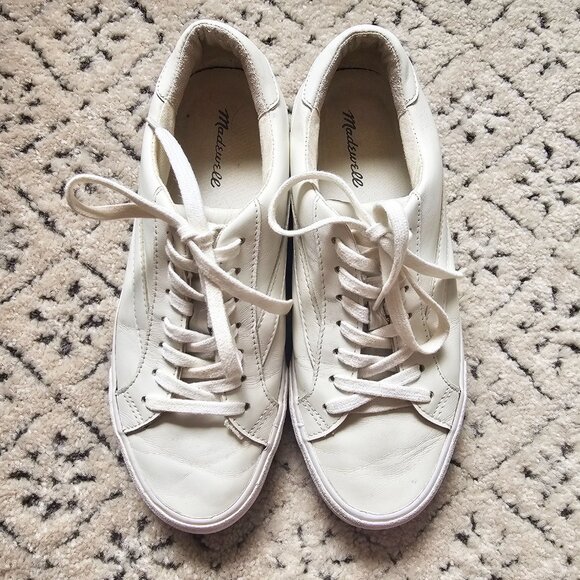 MADEWELL Sidewalk Lowtop White Leather Sneakers, Size 8 - Picture 2 of 7